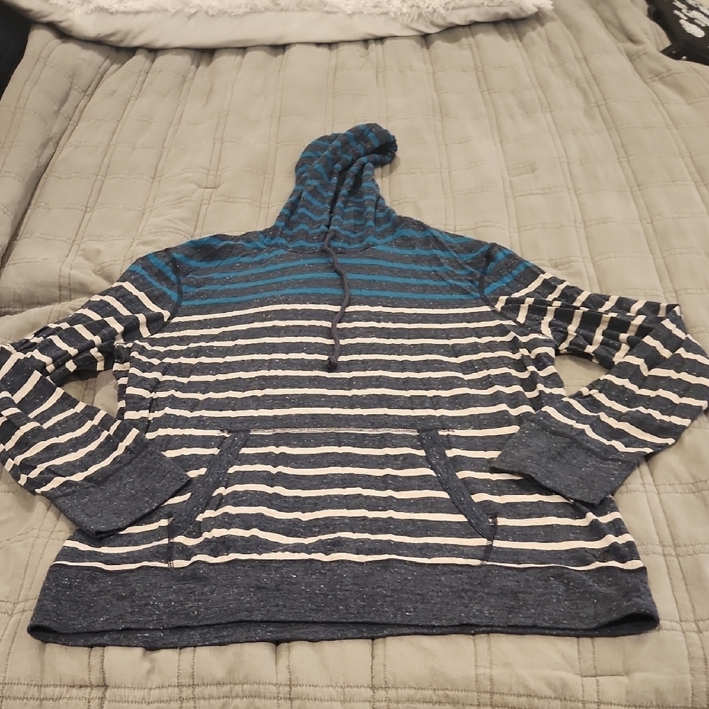 American Eagle Outfitters Blue and White Striped Hoodie Size XXL!